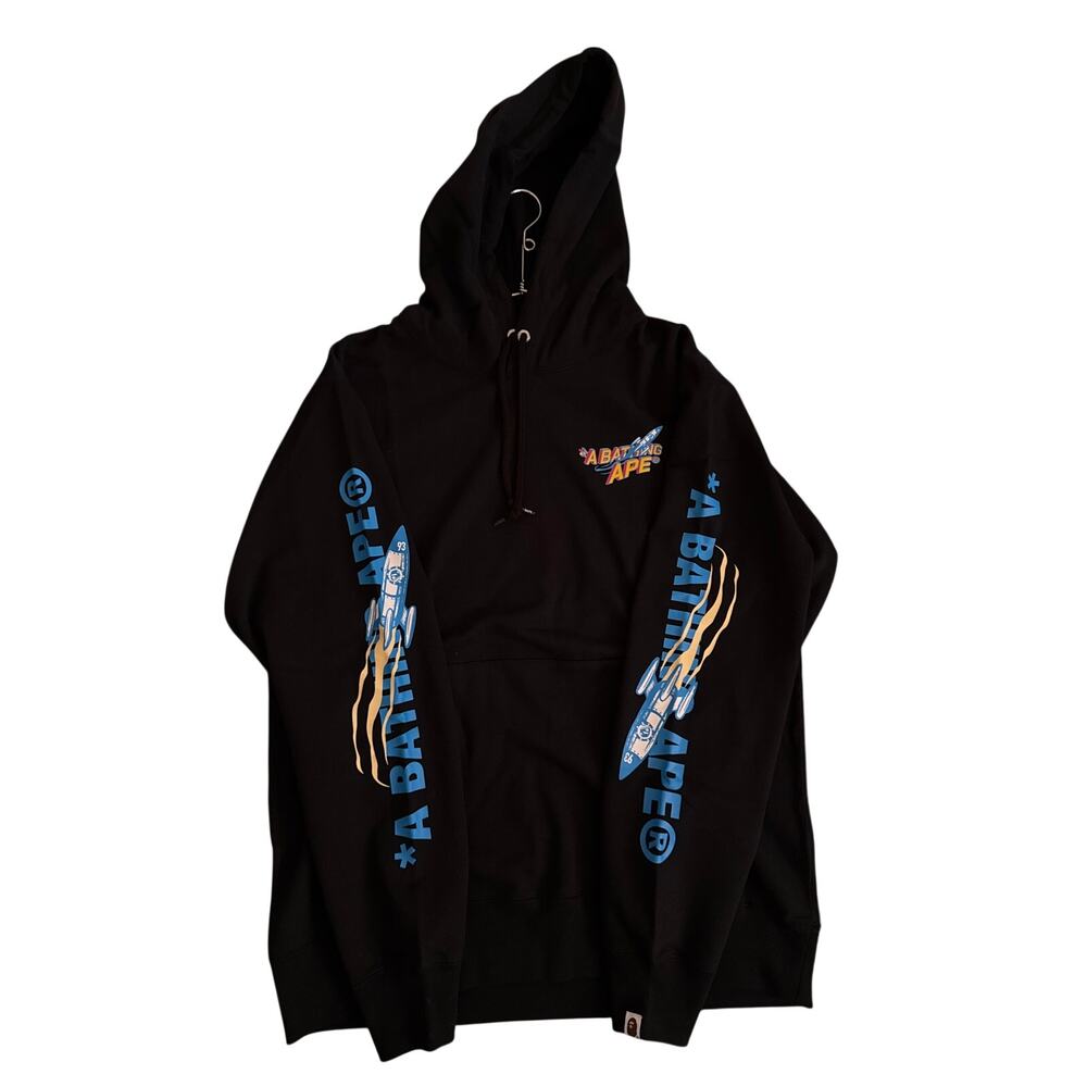 BAPE Rising BAPE Rocket Pullover Hoodie Black 2XL Space Ape Head NWT